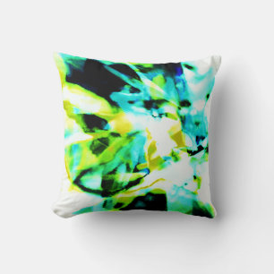 Coussin Conception de mélange floral vert aqua jaune noir