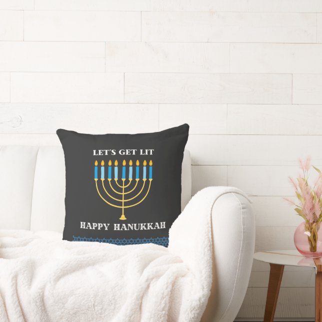 Coussin Conception de ménorah de Hanukkah bleue mignonne d (Canapé)