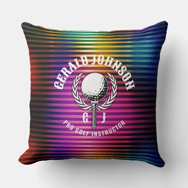 Coussin Conception de monogramme de golf couleur métalliqu (Recto)