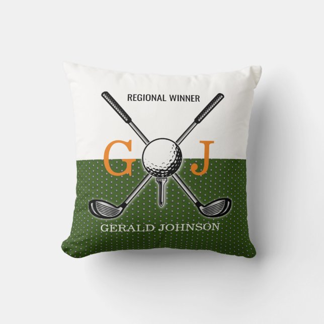 Coussin Conception de monogramme de golf élégant (Recto)