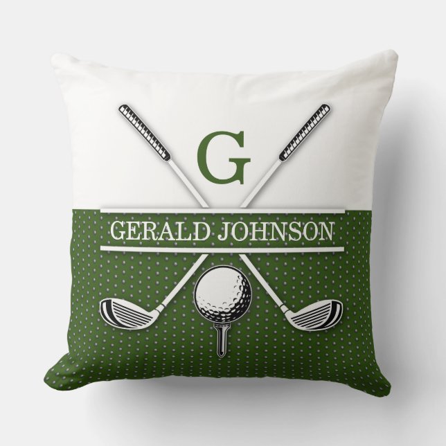 Coussin Conception de monogramme de golf élégant (Recto)
