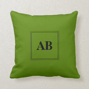 Coussin Conception de monogramme vert Avocado