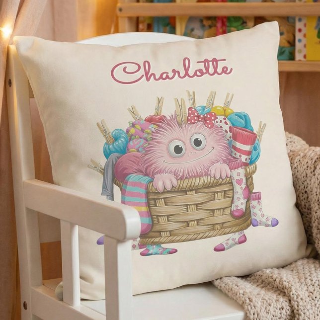 Coussin Conception de monstre de chaussette rose mignon et (Créateur téléchargé)