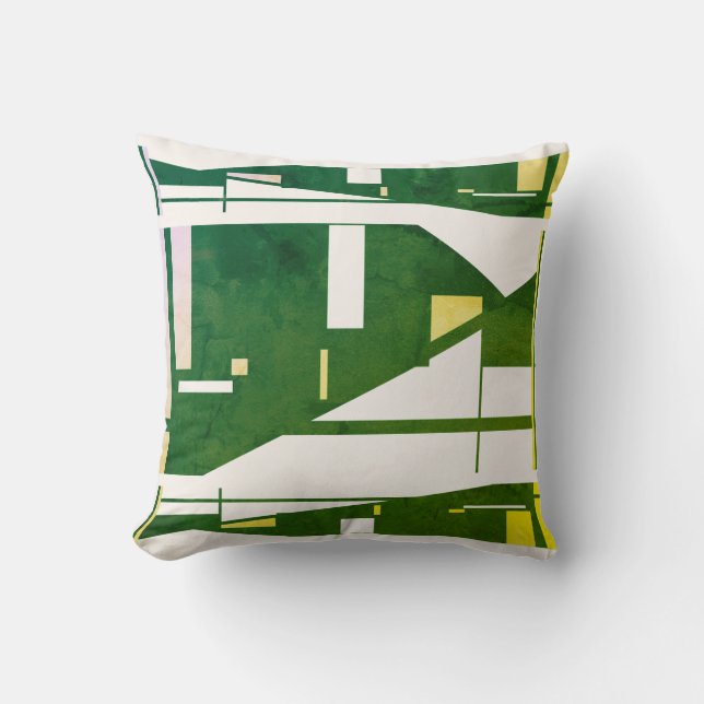 Coussin Conception de mosaïque d'art moderne en vert jaune (Recto)