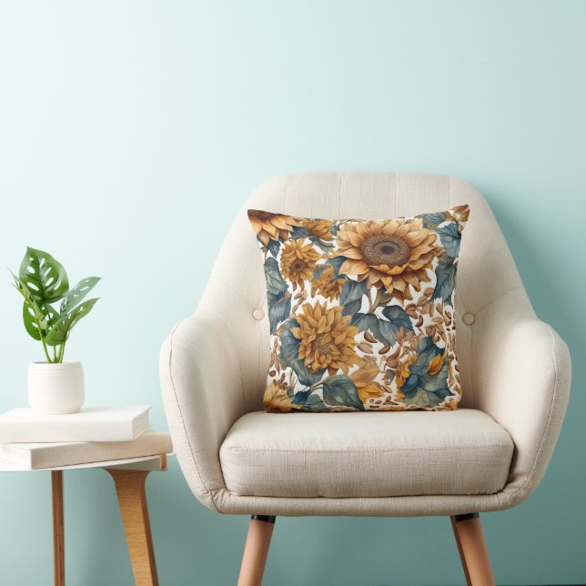 Coussin Conception de motif de tournesols dansants (Chaise)