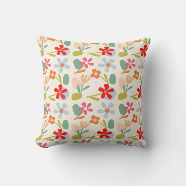 Coussin Conception de motif floral abstrait d'aspect cool (Recto)