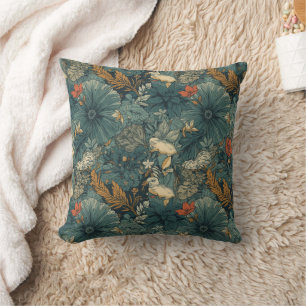 Coussin Conception de motif floral botanique vintage