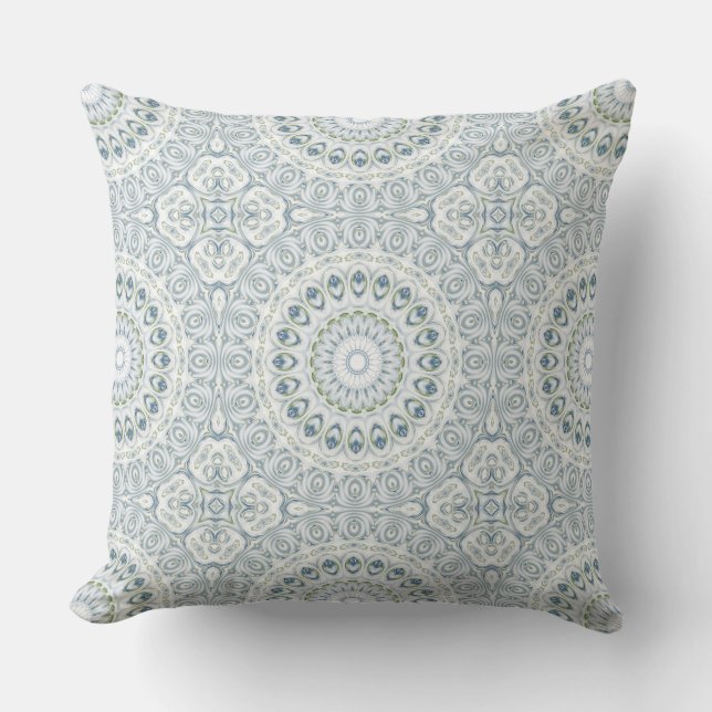 Coussin Conception de motif mandala bleu et vert serein (Recto)