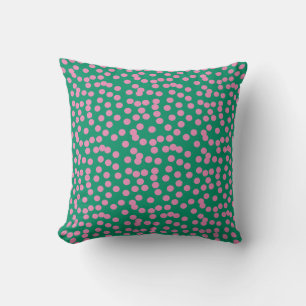 Coussin Conception de Motif Retro Green et Pink Polka