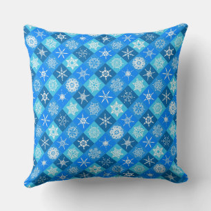Coussin Conception de motifs de flocons de neige bleus mig
