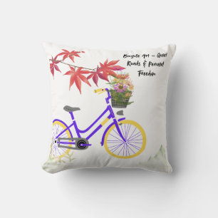 Coussin Conception de motivation de bicyclette florale