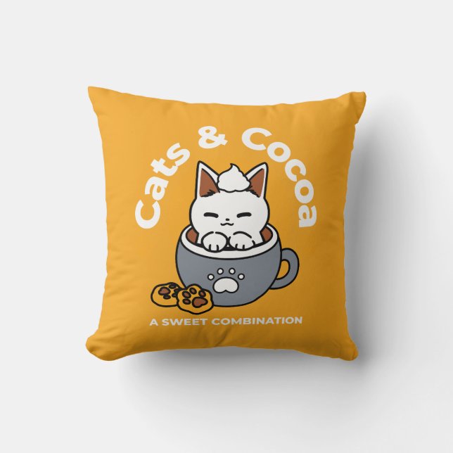 Coussin Conception de Mug de vacances avec Cosy Cat et Paw (Recto)
