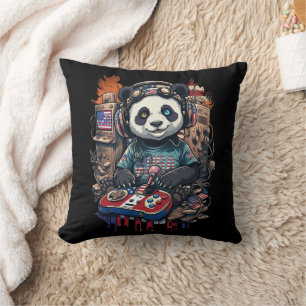 Coussin Conception de musicien panda patriotique USA Pan