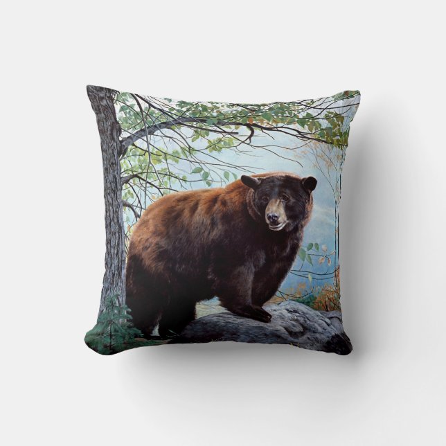 Coussin Conception de nature de forêt d'ours (Recto)