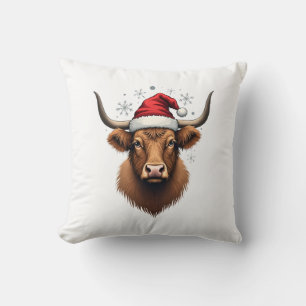 Coussin Conception de Noël de vache Highland vintage avec