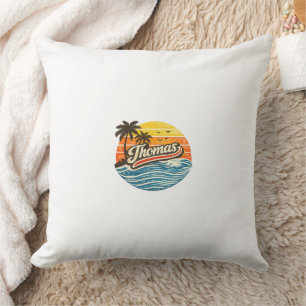 Coussin Conception de nom de Thomas Sunset Rétro