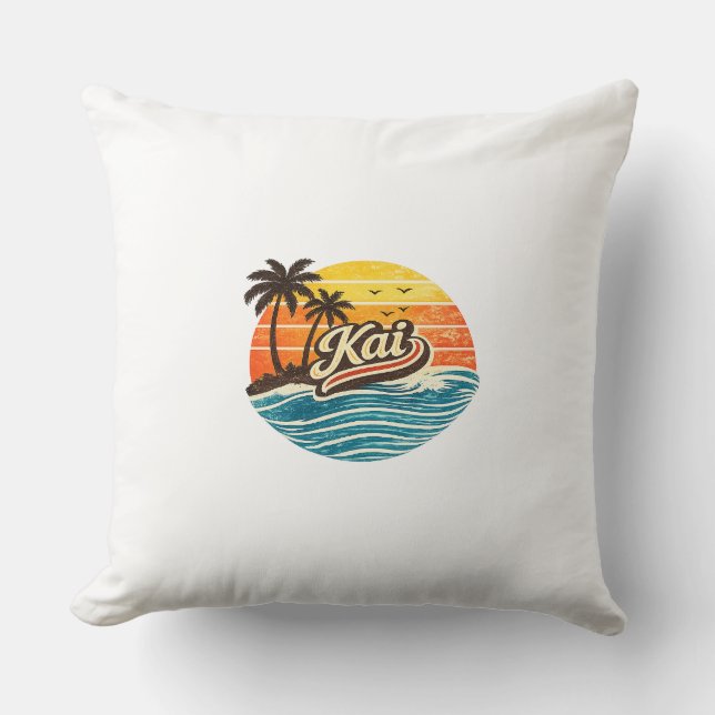 Coussin Conception de nom Kai Retro Sunset (Recto)
