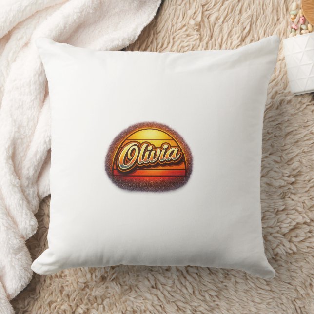 Coussin Conception de nom personnalisé Olivia Retro Sunset (Couverture)