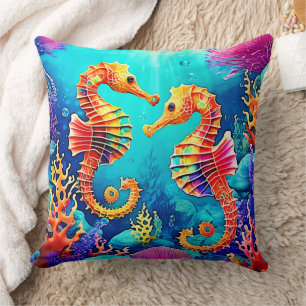 Coussin Conception de paire de chevaux de mer colorés