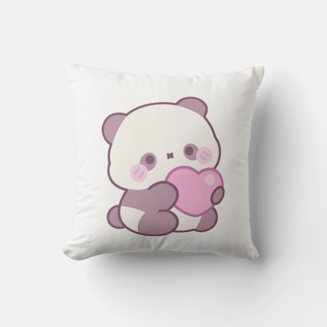 Coussin Conception de Panda Heureux | Vibrations Mignonnes (Recto)
