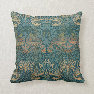 Coussin Conception de paon de William Morris et de textile