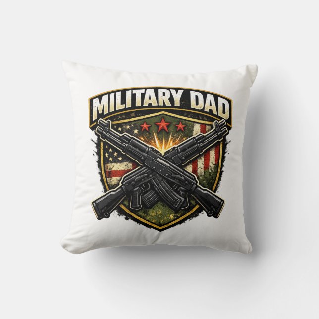 Coussin Conception de papa militaire avec fusils croisés. (Recto)