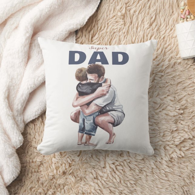 Coussin Conception de papa super en aquarelle (Couverture)