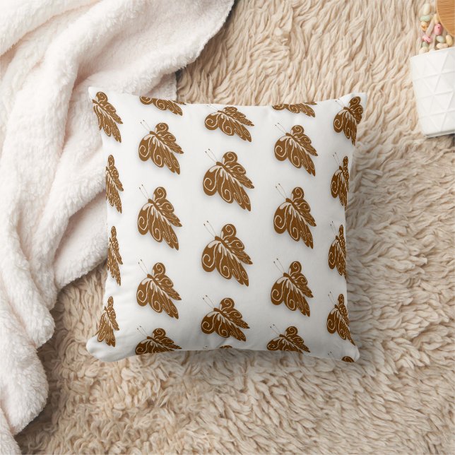 Coussin Conception de papillon de couleur chocolat (Couverture)