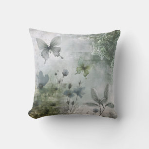 Coussin Conception de papillons fleurs abstraits vintage 4