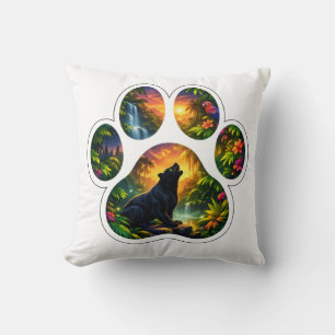 Coussin Conception de patte de jungle de panthère noire