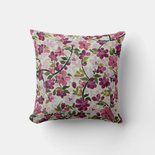 Coussin Conception de peinture florale magenta et rose