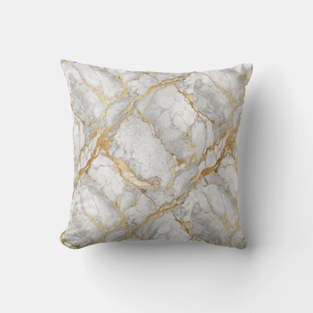 Coussin Conception de pierre de marbre blanc de veine d'or (Recto)