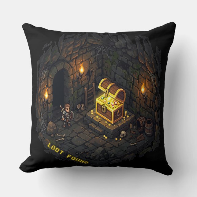 Coussin Conception de Pixel Art de Donjon Fantastique avec (Recto)