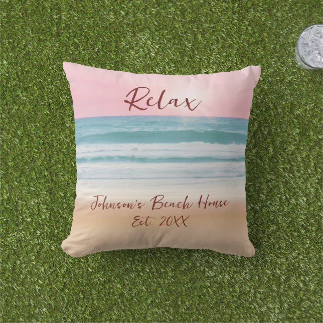 Coussin Conception de plage estivale Créez votre propre fa (Herbe)