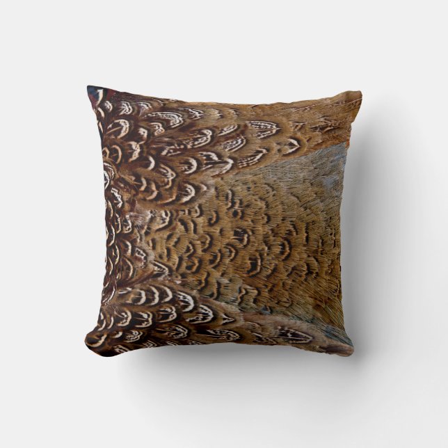 Coussin Conception de plume de faisan marron (Recto)