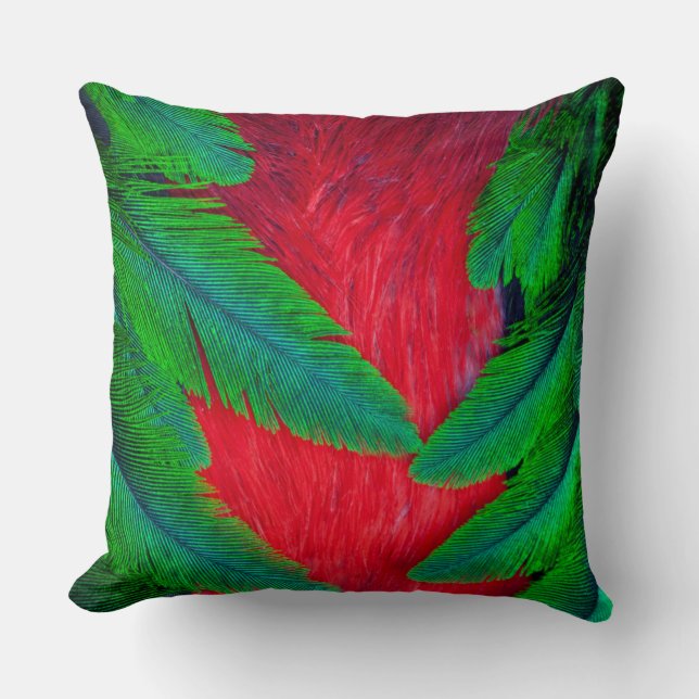 Coussin Conception de plume de Quetzal resplendissant (Recto)