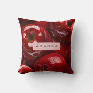 Coussin Conception de pomme rouge brillante personnalisée