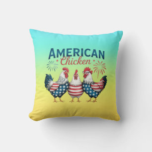 Coussin Conception de poulet américain patriotique du 4 ju