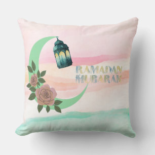 Coussin Conception de Ramadan à l'aquarelle Lanterne, Cr