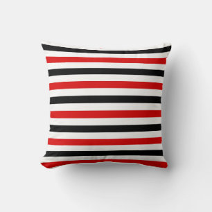 Coussin Conception de rayures rouges noires et blanches