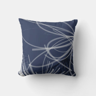 Coussin Conception de ruban Abstrait bleu et blanc