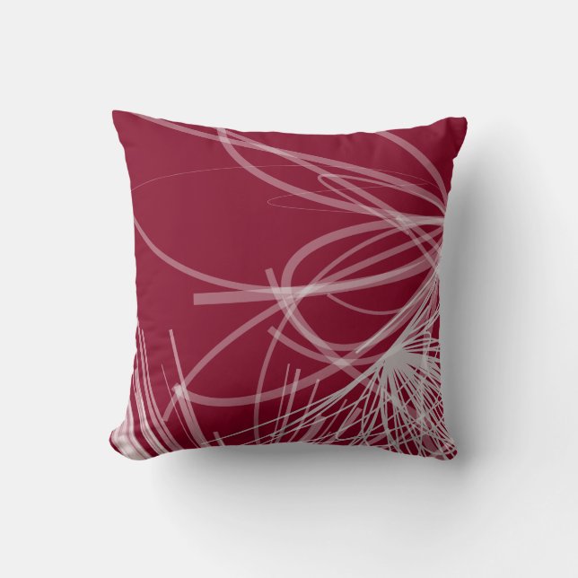 Coussin Conception de ruban Abstrait en Bourgogne et gris (Recto)