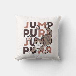 Coussin Conception de saut de chat - Artwork de purr de sa