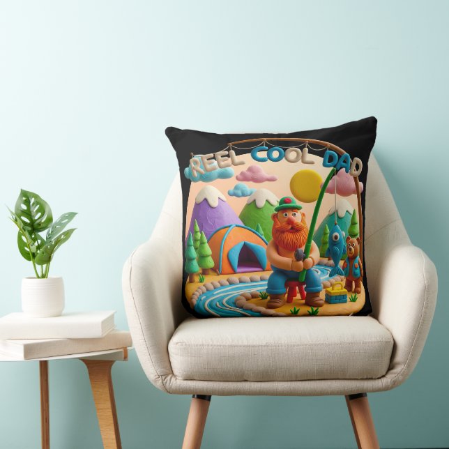 Coussin Conception de scène de pêche en argile « Papa supe (Chaise)