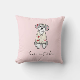 Coussin Conception de schnauzer cœur d'amour mignon avec d