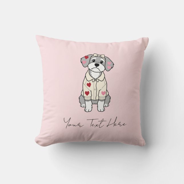 Coussin Conception de schnauzer cœur d'amour mignon avec d (Recto)