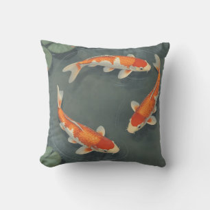 Coussin Conception de sérénité d'étang de carpes koï graci