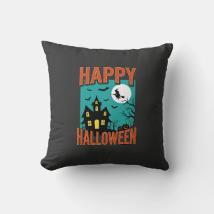 Coussin Conception de sorcière de maison hantée Halloween