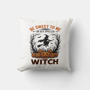 Coussin Conception de sorcière d'Halloween Sois doux ou so