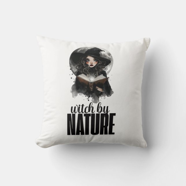 Coussin Conception de sorcière gothique pleine lune Nature (Recto)